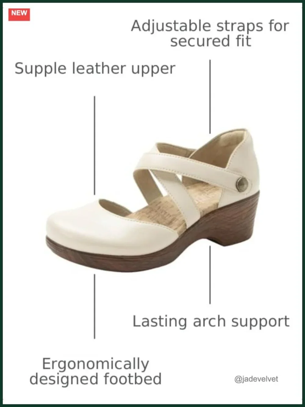 Leather Mary Jane Wedge with Arch Support Slip Resistant Kitten Heel